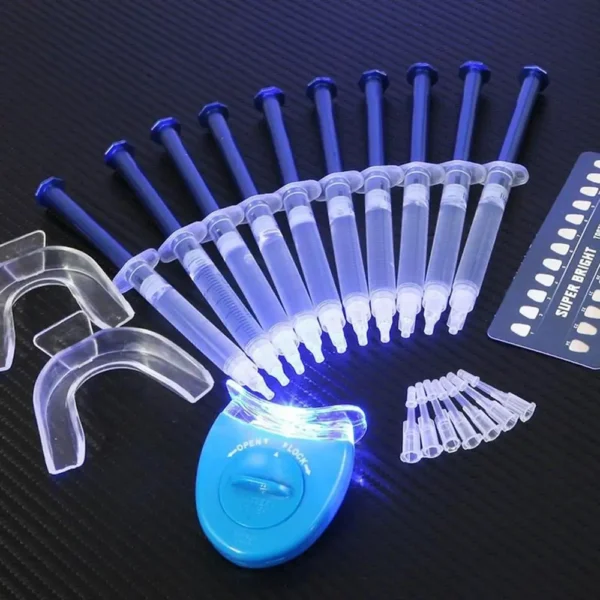 Dentist Teeth Whitening 44% Peroxide Oral Hygiene Tool Kit 10pcs whitening gel+2pcs dental tray+1pc mini cold whitening light