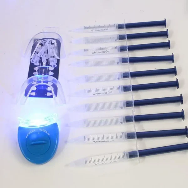 Dentist Teeth Whitening 44% Peroxide Oral Hygiene Tool Kit 10pcs whitening gel+2pcs dental tray+1pc mini cold whitening light - Image 4