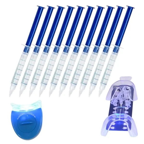 Dentist Teeth Whitening 44% Peroxide Oral Hygiene Tool Kit 10pcs whitening gel+2pcs dental tray+1pc mini cold whitening light - Image 2