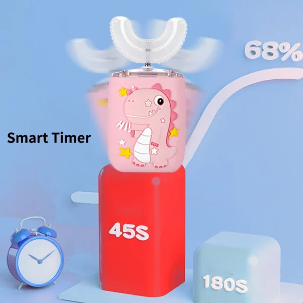 U Shaped Children's Electric Sonic Toothbrush Cartoon for Kids 360Degree Automatic Toothbrush USB Charger Smart Timer Blue Light - Image 6